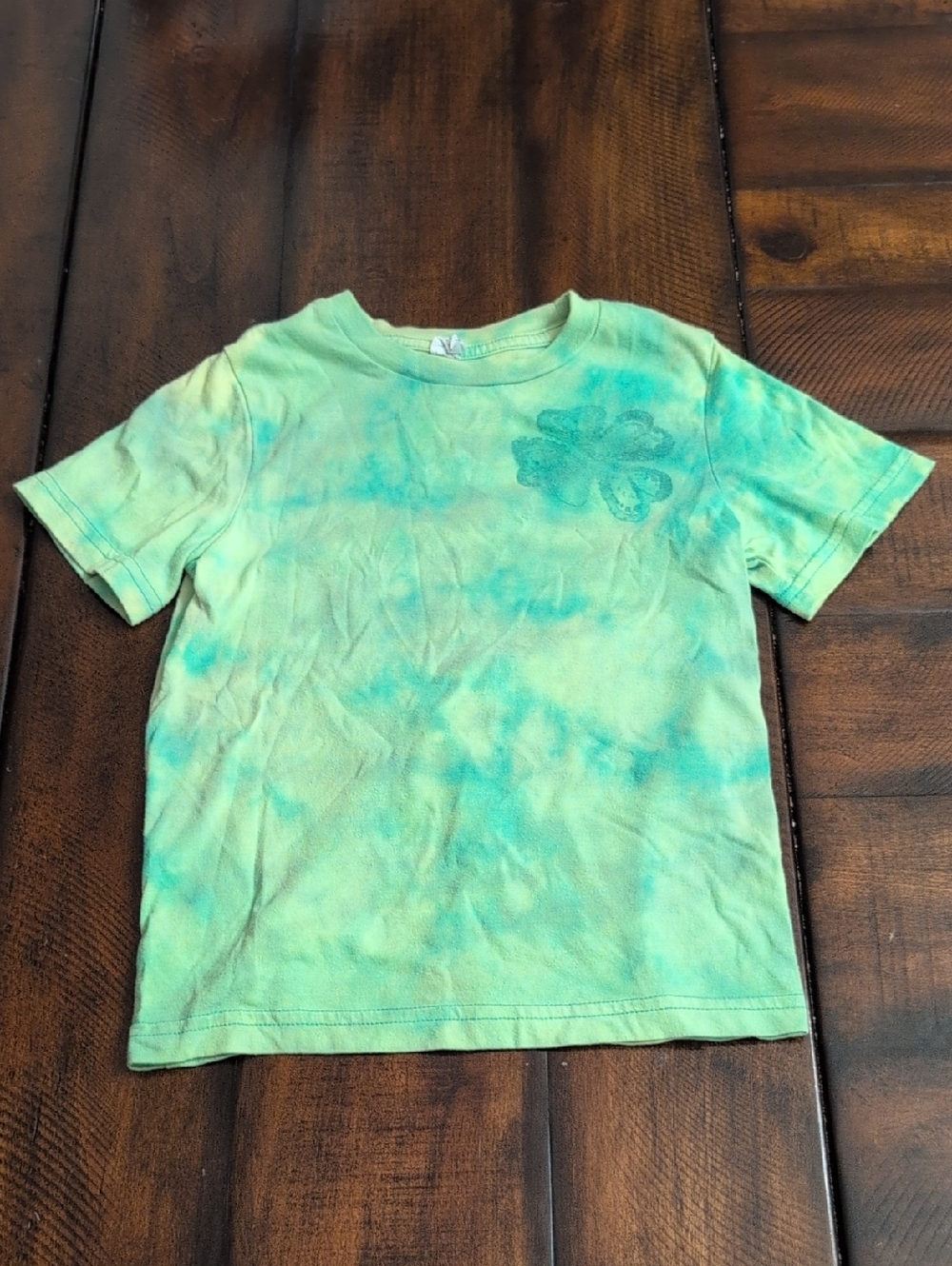 Kids St. Patrick's Clover Green Tie-Dye Short Sleeve Tee